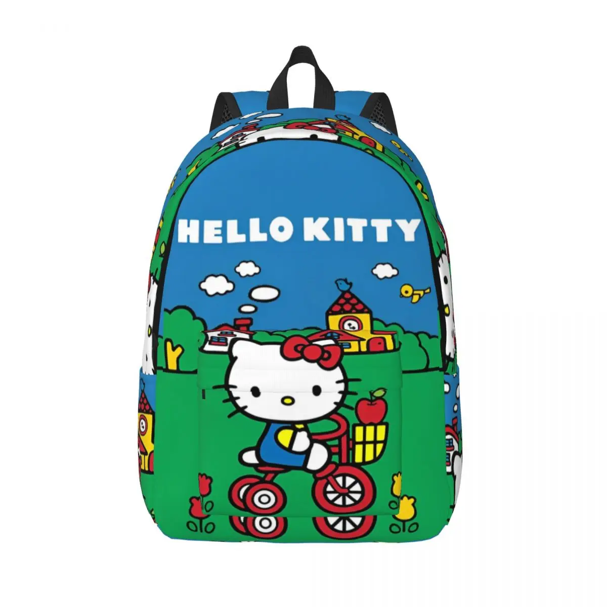 

Милый рюкзак Hello Kitty для езды на велосипеде с героями мультфильмов, Молодежные легкие рюкзаки, школьные сумки из полиэстера, уличный рюкзак