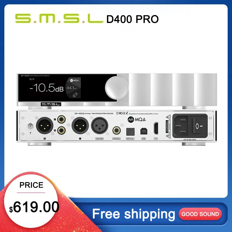 SMSL D400 PRO USB DAC AK4499EX+AK4191EQ MQA MQA-CD Support DSD512 32Bit/768kHz with Remote Control Decoder