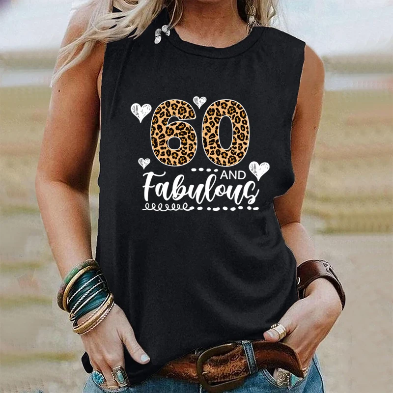 

Vintage Style Soft Sleeveless Vest 60 and Fabulous Leopard Print Women's Clothing 60 Birthday Gifts Female Casual Tanks Tops