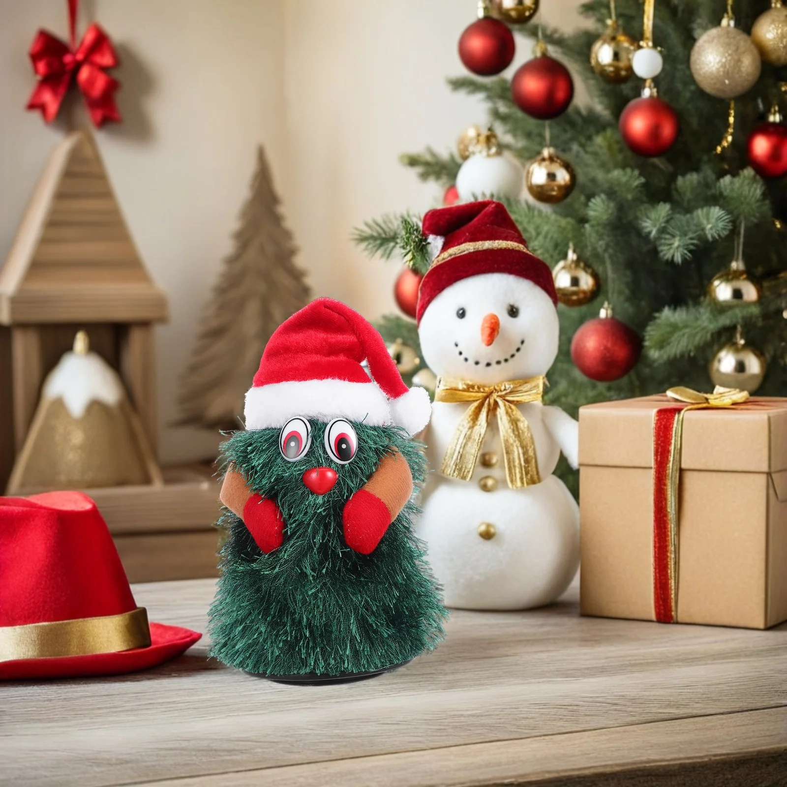 電動クリスマス回転式ホリデーデコレーション 室内クリスマスダンシングオーナメント ミニテーブルデコレーション 家族向け