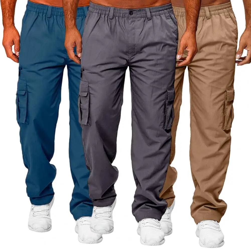 

Men Casual Pants Solid Color Multi Pockets Joggers Loose Cargo Pants Harem Pants Mid-Waist Sports Overalls Sweatpants pantalon