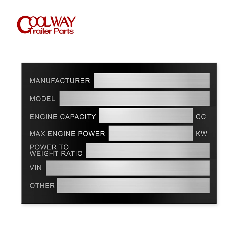 Blank or Engraved Aluminum QUAD BIKE TRIKE Plate Plant Recovery Horse Box Trailer Truck Equipment Vin Chassis