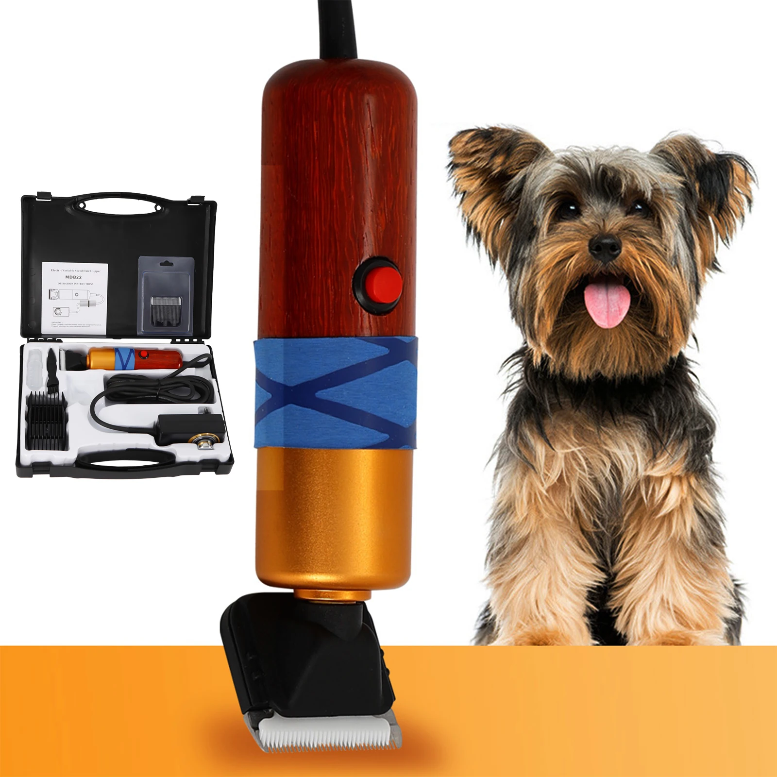 Low Noise Electric Pet Trimmer, Long-haired and Short-haired Cats and Dogs, Adjustable Speed, for Grooming, with Carry Box