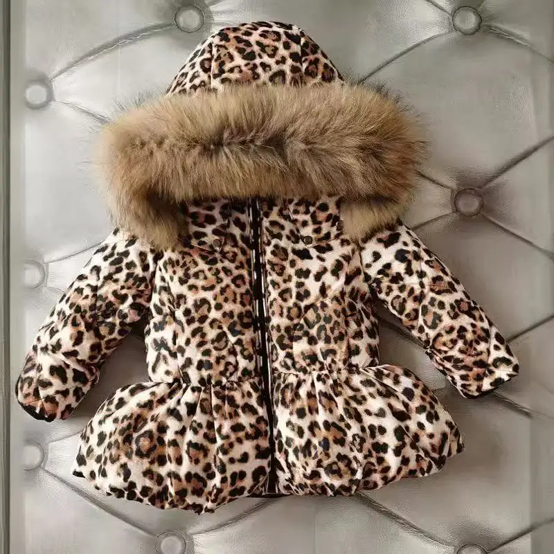 Children's Hooded Down Jacket Winter Mid-length Waisted White Duck Down Zip Down Jacket Down pants Winter -30 Degree Celsius