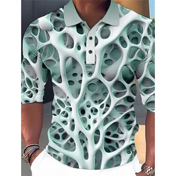 Men's Long Sleeve Polo Shirt 3d Print Skeleton Graphic Turndown Polo Shirts For Men Outdoor Streetwear Plus Size Tshirts Tops