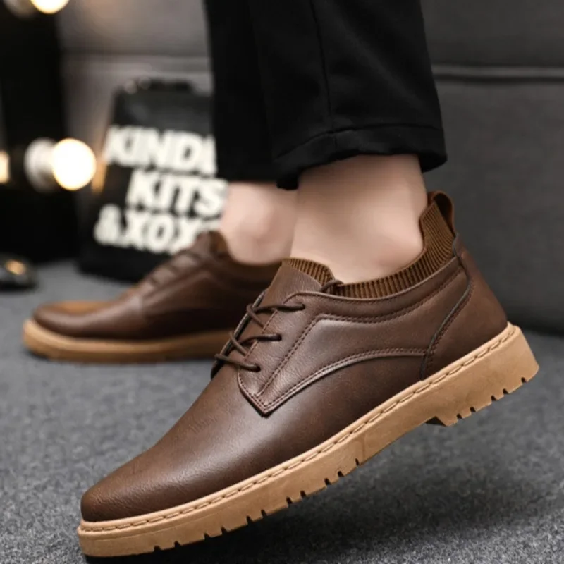 2025 New Men's Casual Shoes Fashion Handcrafted Leather Shoes Classic Business Oxford Dress Shoes for Men Luxury Lace Up Loafers