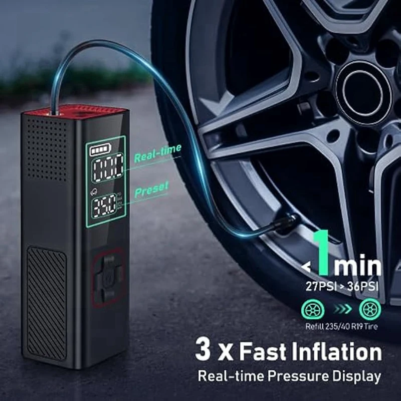 ABSJ-накачка шин Портативный воздушный компрессор-160PSI для автомобиля, воздушный компрессор Накачка шин для автомобильных шин, шариков, надувных изделий