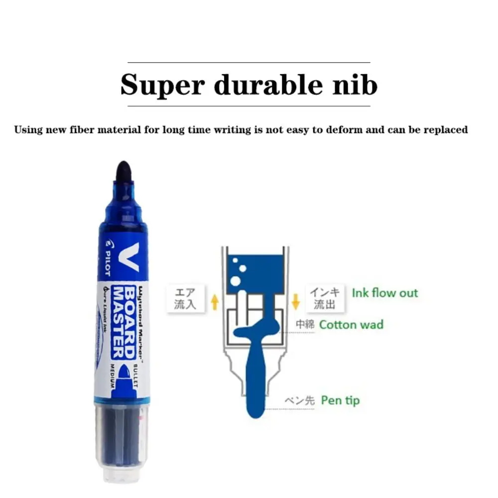 2.3mm Pilot Whiteboard Marker Large Capacity Erasable Painting Supplies Refillable Liquid Ink Medium Bullet Teacher Stationery