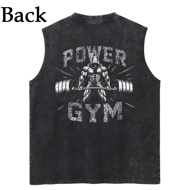 Power Gym Graphic Tank Top for Men Fitness Enthusiasts Sleeveless Shirt Street Harajuku Male Tops Vest Gym Cotton Tank Tops