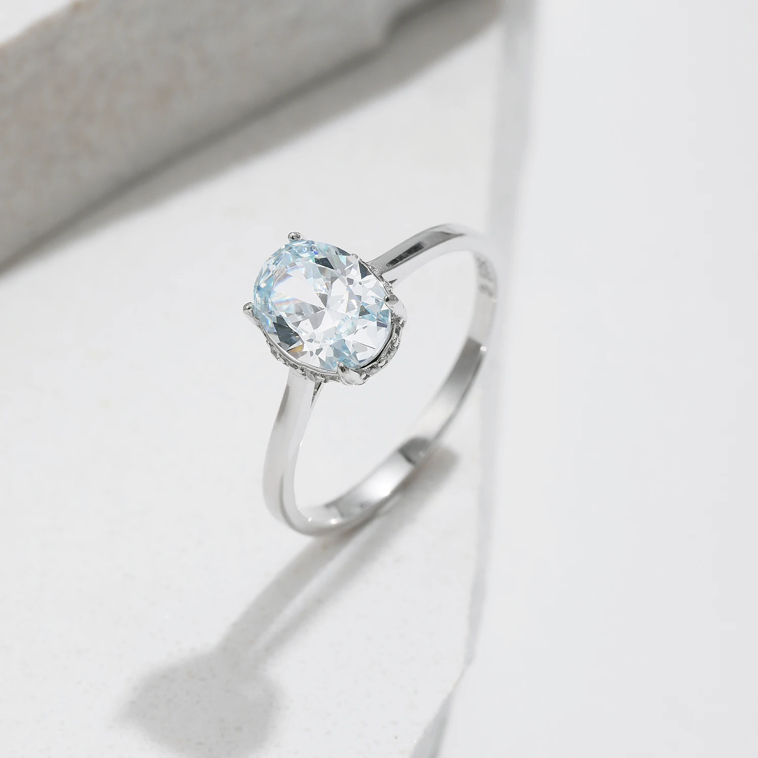 MODIAN Classic Design 925 Sterling Silver Ocean Blue Zirconia Ring Platinum Plated Biżuteria zaręczynowa dla kobiet na prezenty — zdjęcie 7