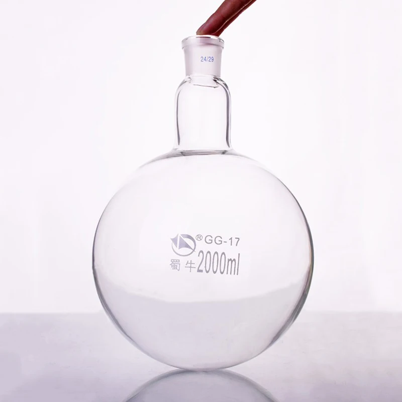 

SHUNIU Single standard mouth round-bottomed flask, Capacity 2000mL and joint 24/29, Single neck round flask, Borosilicate glass