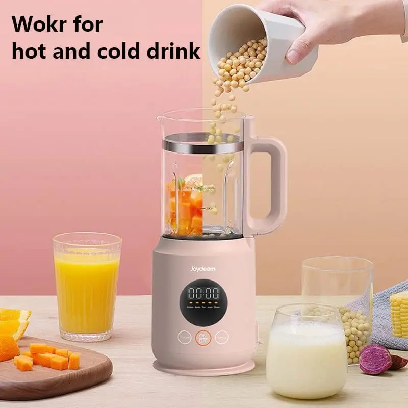 Mini blender do gotowania, ekspres do mleka sojowego, osobisty blender blatowy na gorąco i zimno do soku, zupa, herbaty, wstępnie ustawiony 12 godzin, 420 ml, różowy