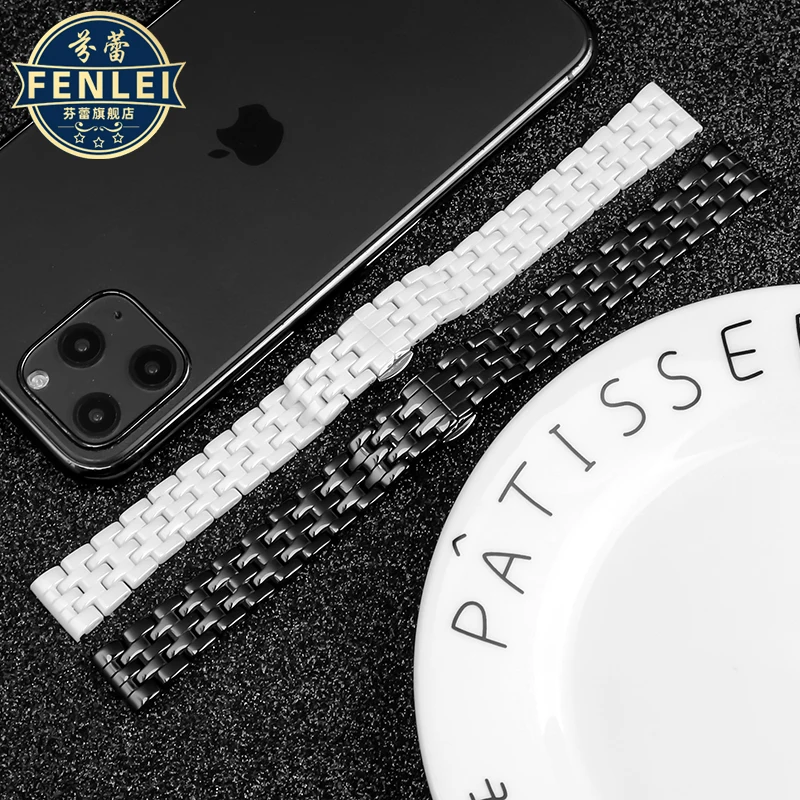 Voor Armani Ar1485/1486/1487/1479/1480 Horlogeband Zwart Wit Keramische Horlogeband 14Mm Platte Mond Hoge Kwaliteit Horlogebandje