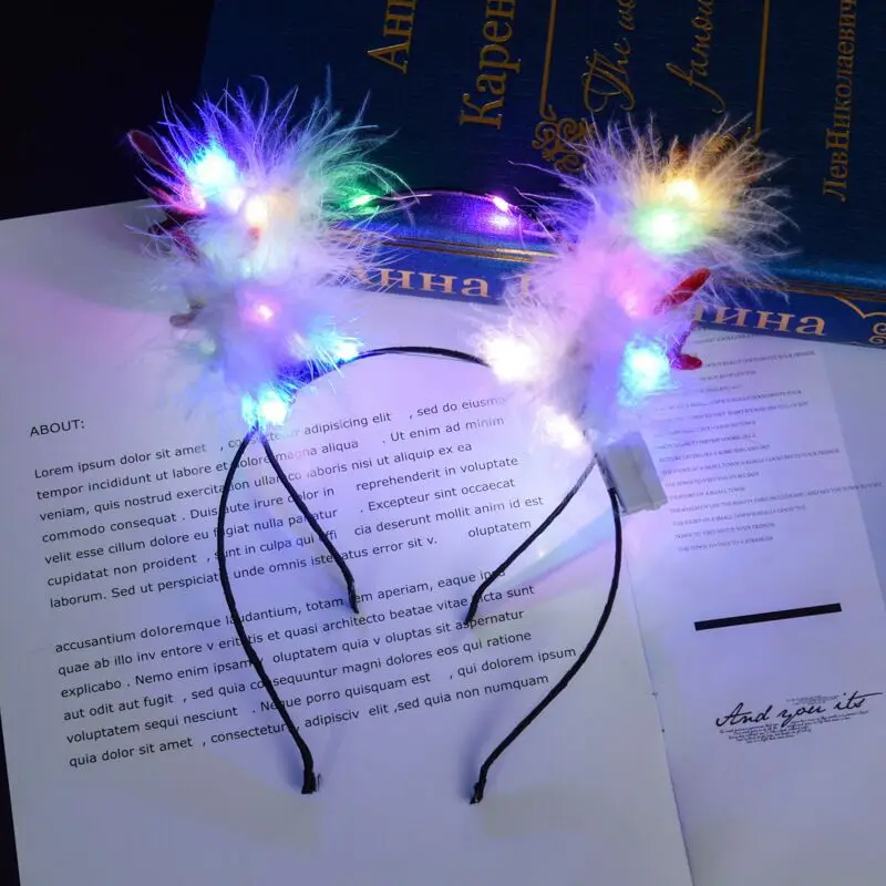 Diadema de plumas LED para niñas, guirnalda de pelo iluminada, fiesta, dama de honor, Festival, disfraces, boda, Ramadán, regalos para niños, Juguetes