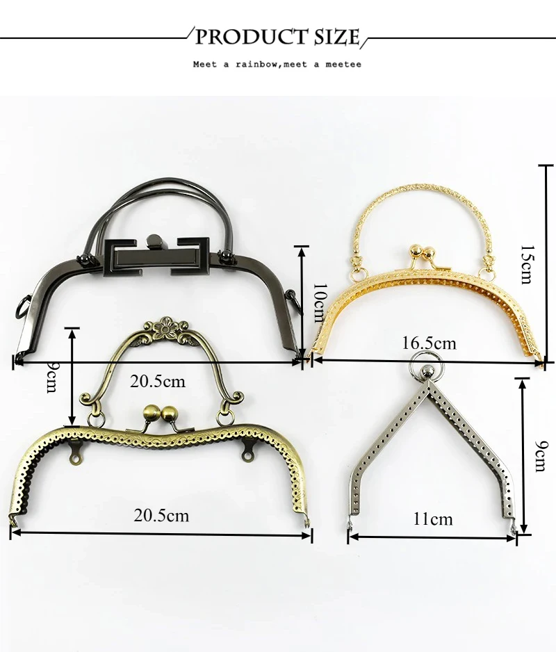 1Pc Metal Embossed Bag Handle Women's Handbag Frame Purse Kiss Clasp Lock Wallet Closure Bracket DIY Handmade Bags Accessories