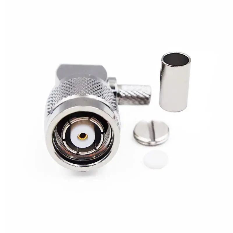 TNC Coaxial Connector Male Plug Right Angle Crimp RP Reverse Polarity Fit RG59 Cable For Antenna Radio