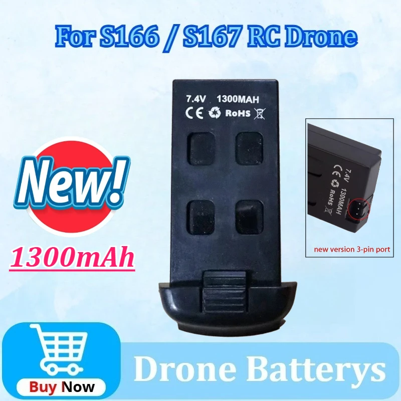 

7.4V 1300mAh Lipo Battery For S166 S167 RC Drone Spare Parts for S167 RC Drone Rechargeable Battery