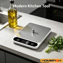 Electronic Kitchen Baking Scale Digital Food Weight ScaleStainless Steel 5kg/10kg Capacity 1g Precision, Measures in Grams