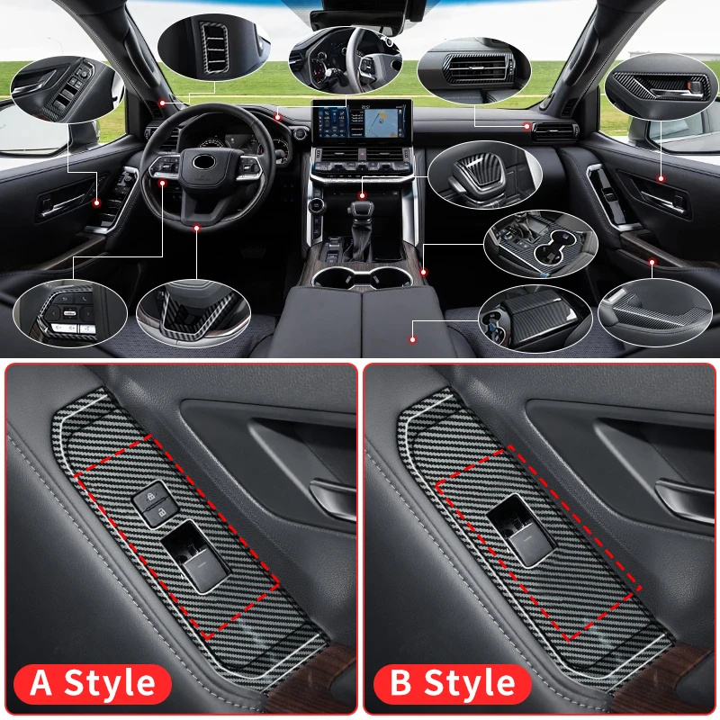 For Toyota Land Cruiser 300 2021 2022 2023 Carbon Fiber pattern Garnish Interior Accessories LC300 Upgraded Modification Tuning