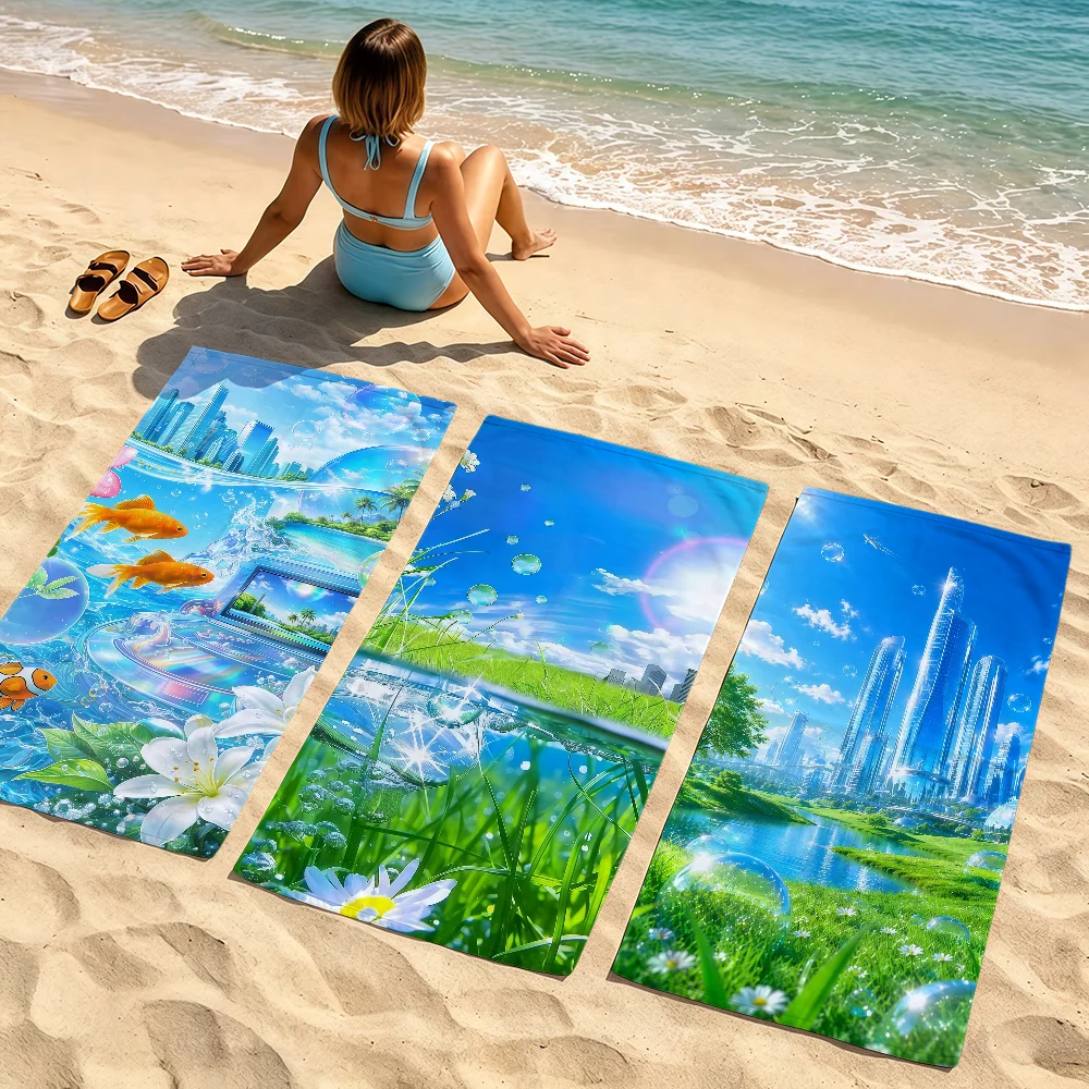 Tropical Preppy Frutiger Aero Art Towel Soft Beach Towels Trip Swim Pool Bathing Towel Gym Spa Home Decor Gift Holiday