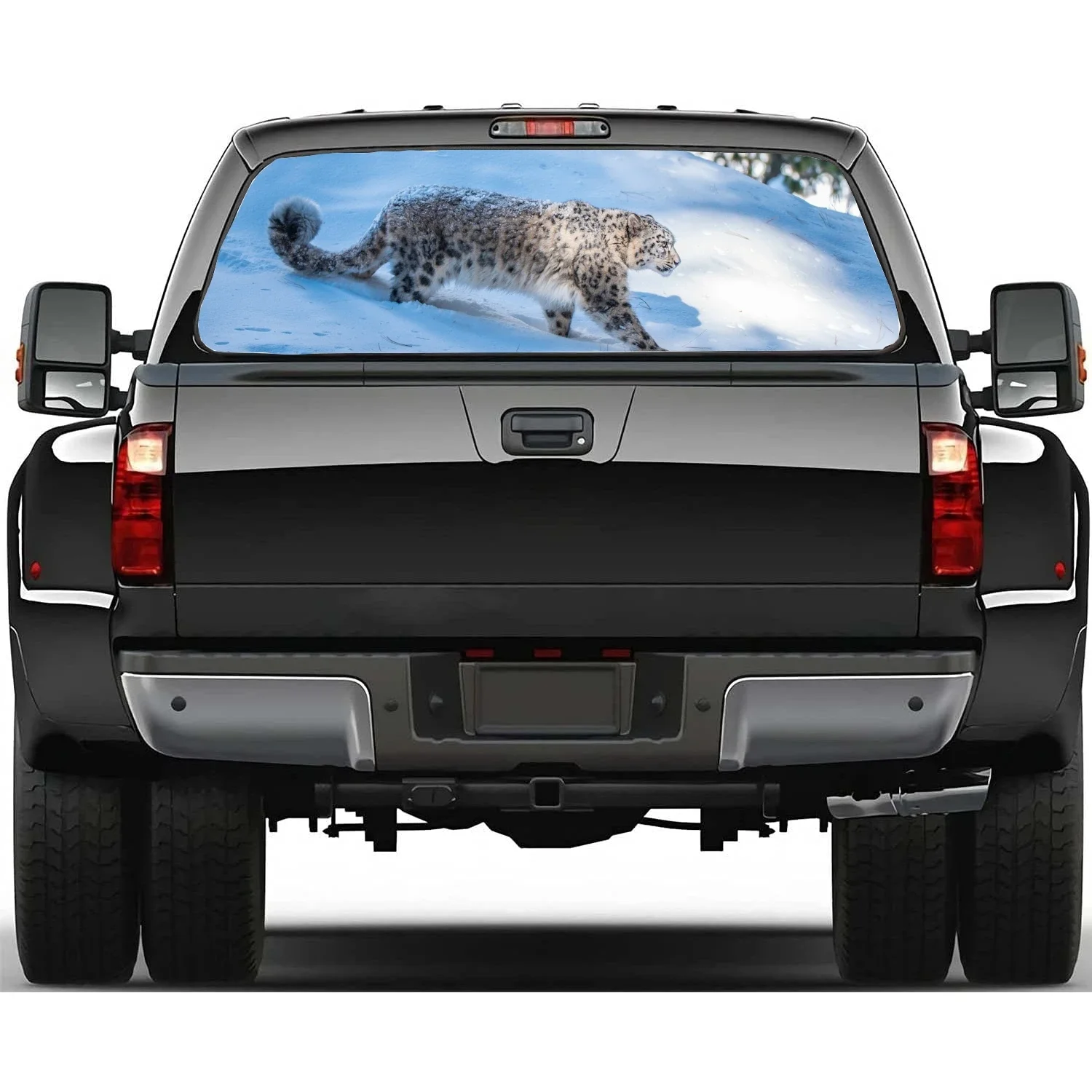 

Гепард ходит в снежном леопарде животное наклейка на окно автомобиля графическая декоративная перфорированная виниловая универсальная наклейка для грузовика