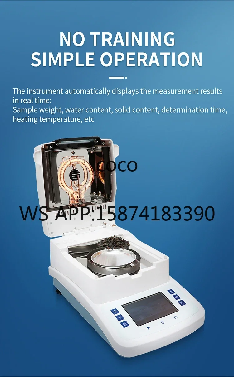 110g 0.001g High Precision Halogen Moisture Analyzer for Grain, Wood & Plant Samples
