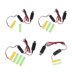 Universal 3/4.5/6V AA LR6 Battery 3V AAA Battery Eliminator USB Power Supply Cable with Switch for Radio LED Light Toy