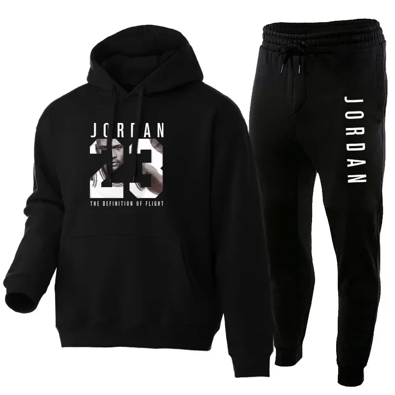 

Men's and women's casual hoodie + sweatpants two-piece set 2025 new Spring and autumn outdoor training men's hoodie set