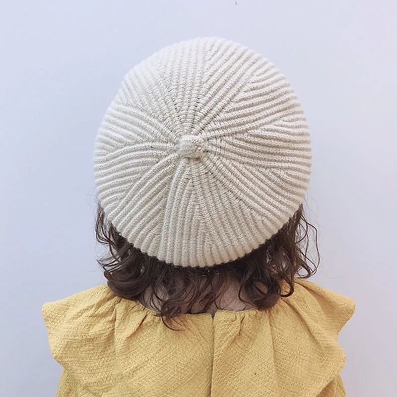 MAXSITI UChildren beret caps wool  Fall Hats For girl 2023 knitting Painter Cap Princess Hat Retro pumpkin hat Parent-child hat