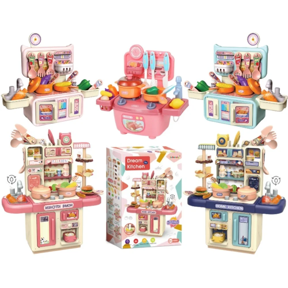 جديد صغير الأطفال مجموعة ألعاب المطبخ كوك الغذاء مقلد طاولة المطبخ اللعب مجموعة DIY بها بنفسك أدوات المائدة التظاهر اللعب دور اللعب بنين بنات #5