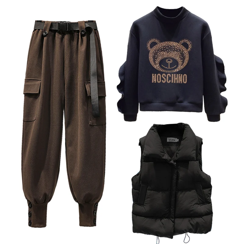 Set primaverile da donna, casual, dimagrante, maglietta, felpa con cappuccio, sistema di sale, pantaloni da lavoro, completo per giovani donne