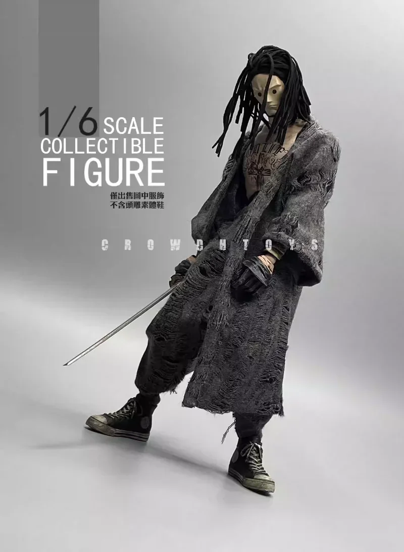 CROW DH TOYS 1/6 Trendy Samurai Long Shirt, Pants Model for 12 '' Figure