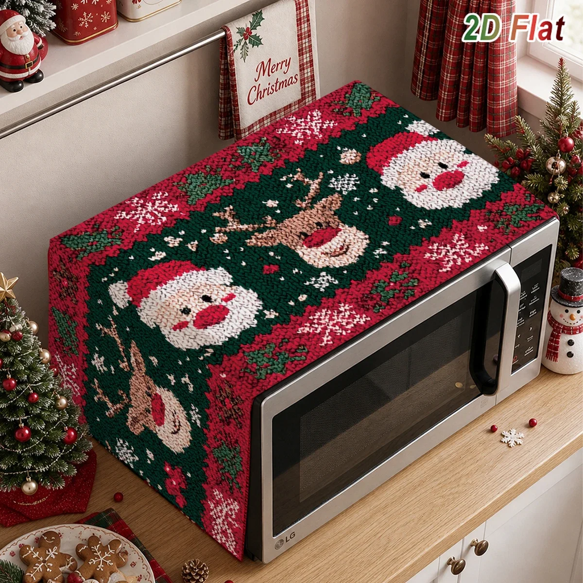 6pcs Christmas Microwave Dust Cover Merry Christmas Decor for Home Xmas Kitchen Countertop Cover Navidad Natal New Year
