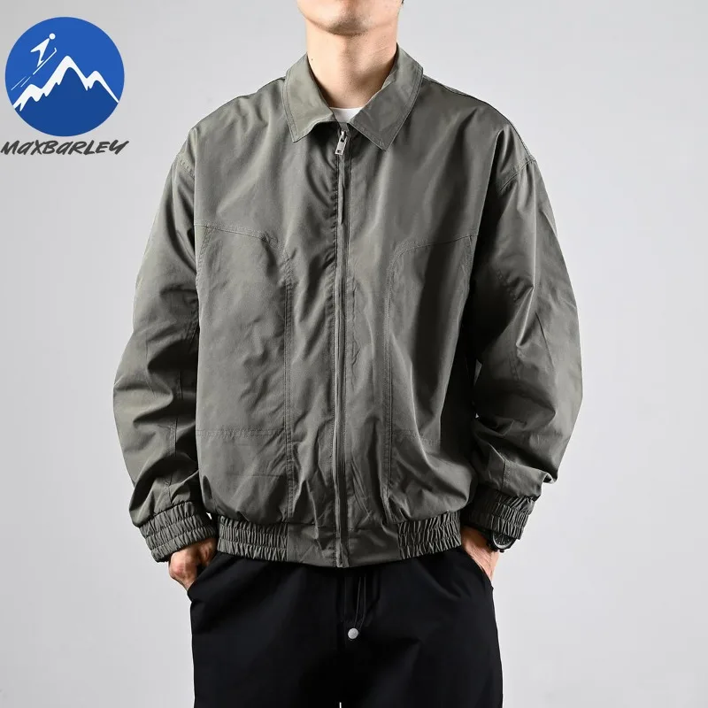 

Maxbarley Premium Men Jacket Classic Turndown Collar Outdoor Mountaineering Durable Coat Autumn Lightweight Loose Casual Garment