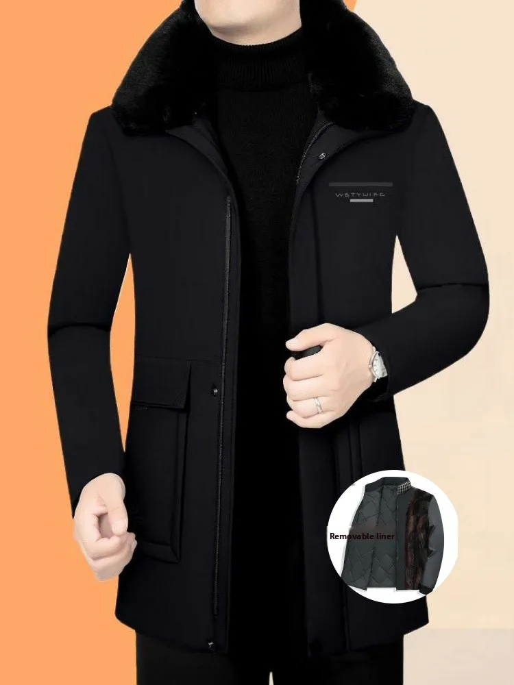 

Winter New Sle Warmth Outerwear Men's Simple Detachable Inner Thiened Long Cotton Jaet Faionable Urban Sle