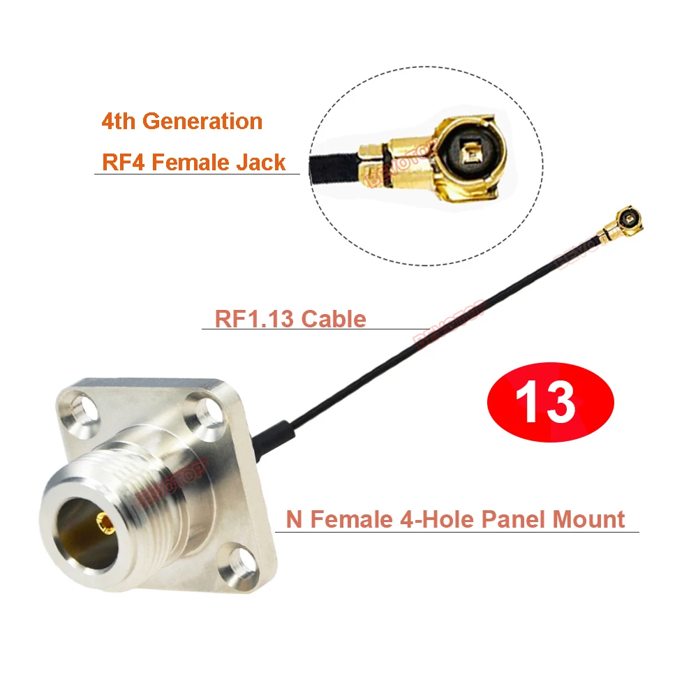 1PCS 4th Generation RF4 Female to N Female Panel Mount RF1.13 Cable RF Coaxial Mini PCI WIFI WLAN Antenna Extension Jumper Cord