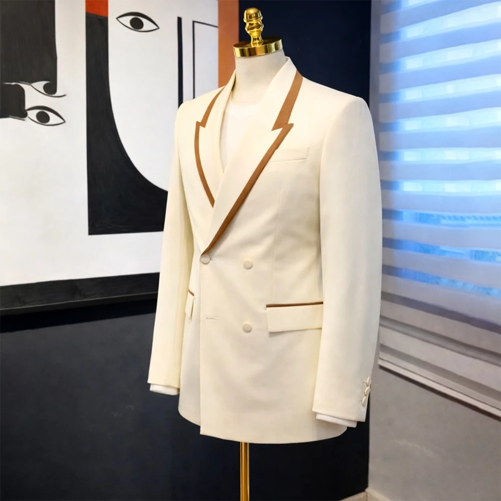 

Customzied Men's Suits Blazer Luxury Double Breasted Peak Lapel Slim Fit 2 Piece Jacket Pants Sets Luxury Wedding Outfits 2026