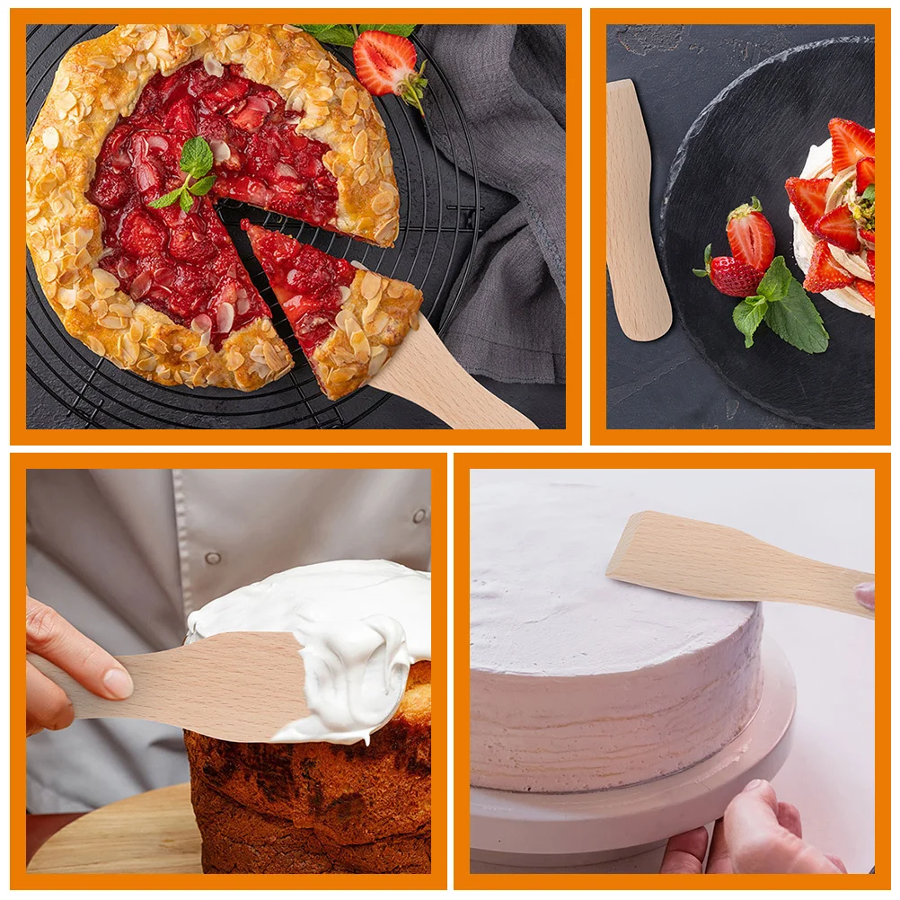 

1pcs Wooden Baking Spatula Cake Cream Scraper Smooth Wear-Resistant Reusable Cooking Utensil Professional Butter Scraper