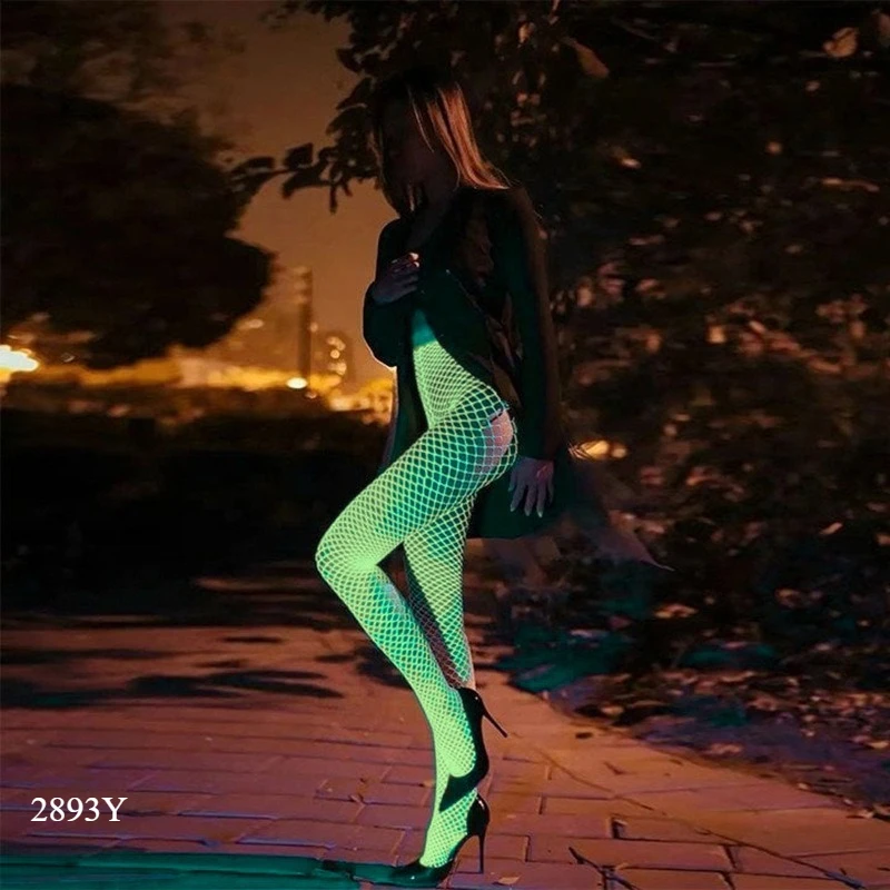 

European and American Women's Nightclub Plus Size Luminous Green Jumpsuit Socks Fluorescent Strapless Jumpsuit
