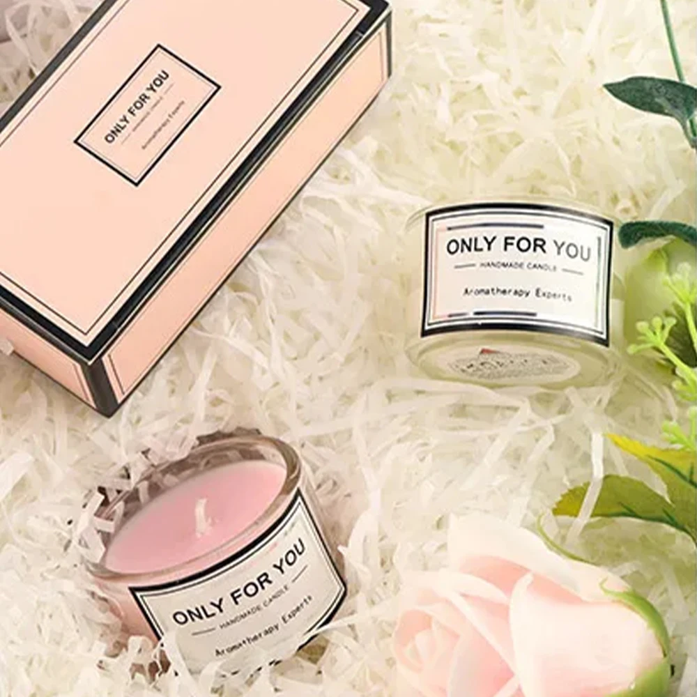 2pcs/box Soy Wax Scented Candle - Romantic Aromatherapy Candle Glass smokeless Eco-friendly Candle 5*3cm Gift Set