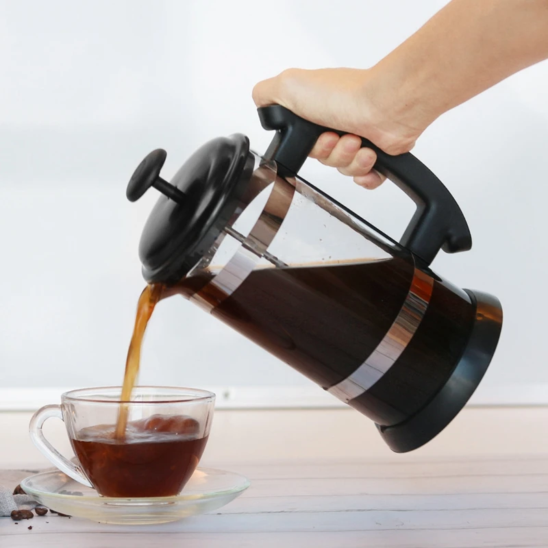 Glass French Press Refillable Coffee Kettle Party Time Americano Coffee Maker Wholesale Tea Milk Foam Producer