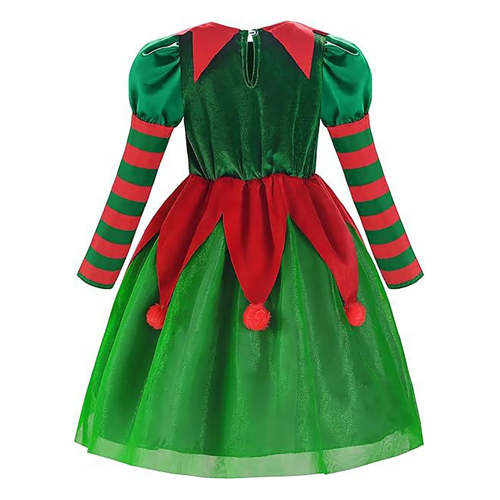 Child Green Costume Santas Little Helper Child Christmas Dress Saree Set For Girls Children's Sportswear Autumn Winter Clothes