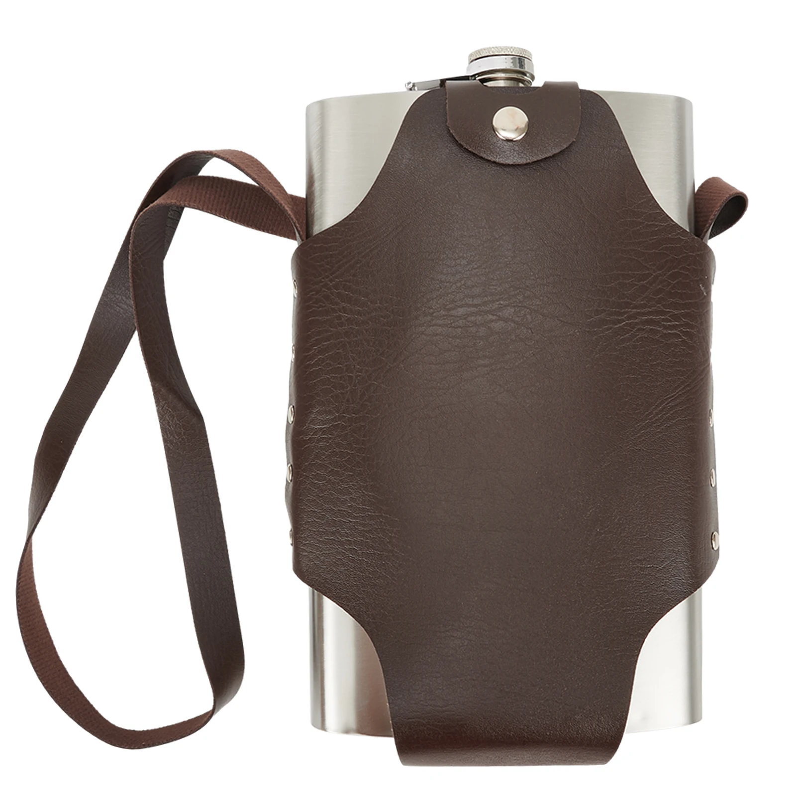 Big 64OZ  Portable Flagon Wine Pot Metal Bottles For Hip Flask+Leather Cover Metal Bottles Travel  Drinkware Wine Cup