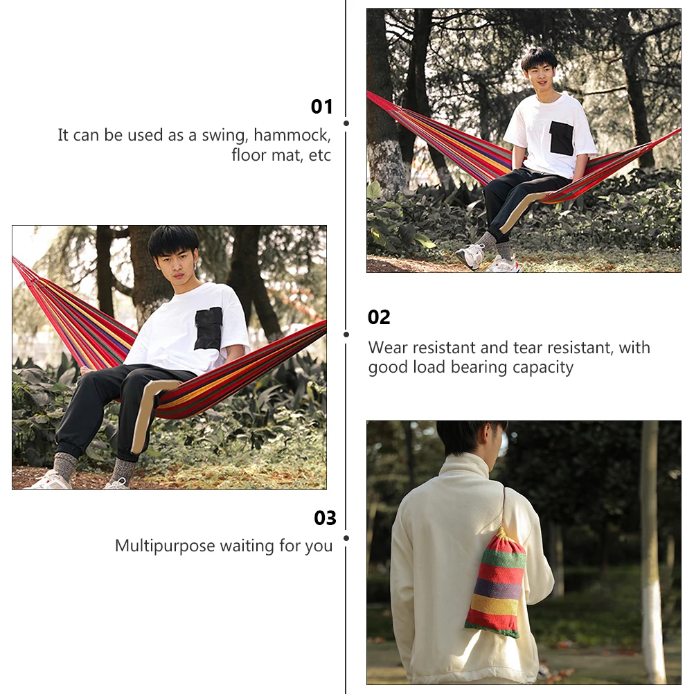 

1 set 1 Set Breathable Comfortable Single Hammock Thickened Canvas Outdoor Leisure Hammock For Camping Garden Picnic Summer