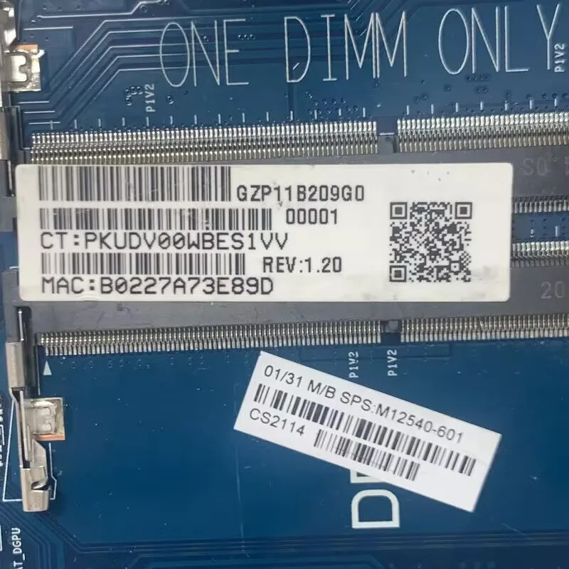 

For HP 17-BY Laptop Motherboard M12540-001 M12540-501 M12540-601 6050A3216501-MB-A02(A2) With SRK05 I5-1135G7 CPU 100% Tested OK