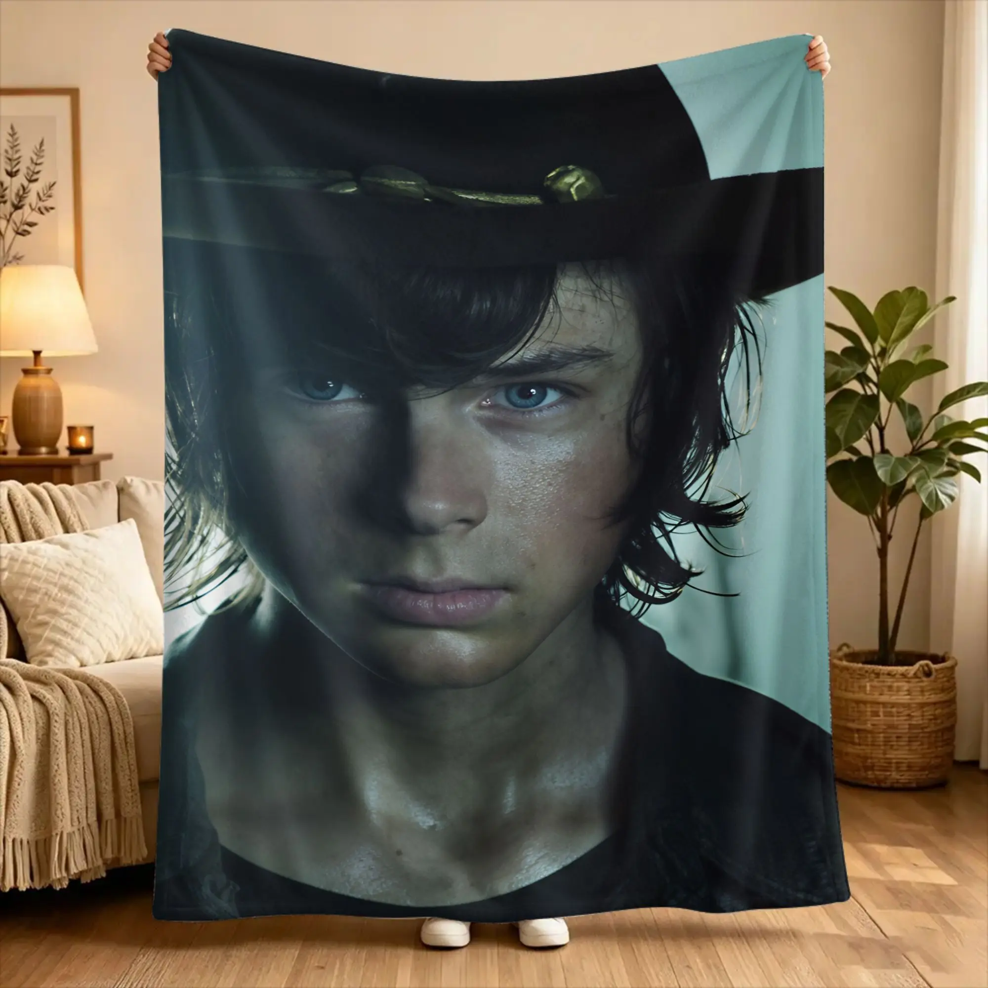The Walking Dead Carl Grimes Warm Blankets  Camping Plush Bedding Throws Funny Couch Chair Flannel Bedspread Sofa Bed Cover
