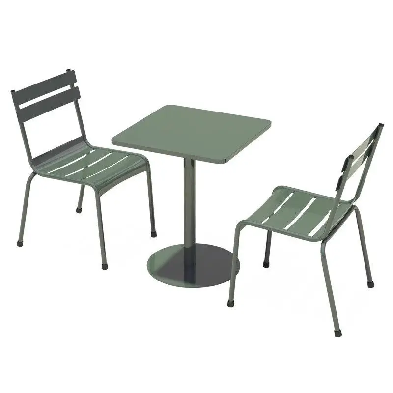 Outdoor Iron Table Set Leisure Table and Chair  Catering Shop Reception Square  Round Table Crate Chair