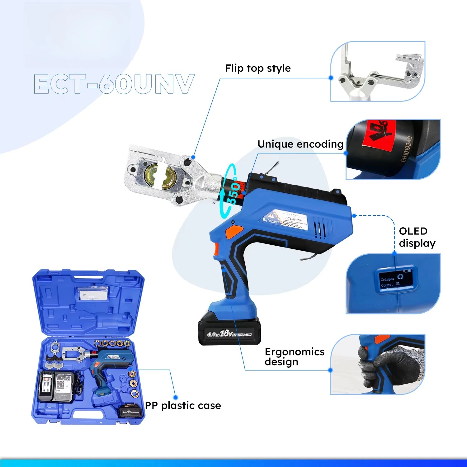 

60UNV 6T Battery Powered Multifunctional Cutting Punching Electric Hydraulic Crimping Tool