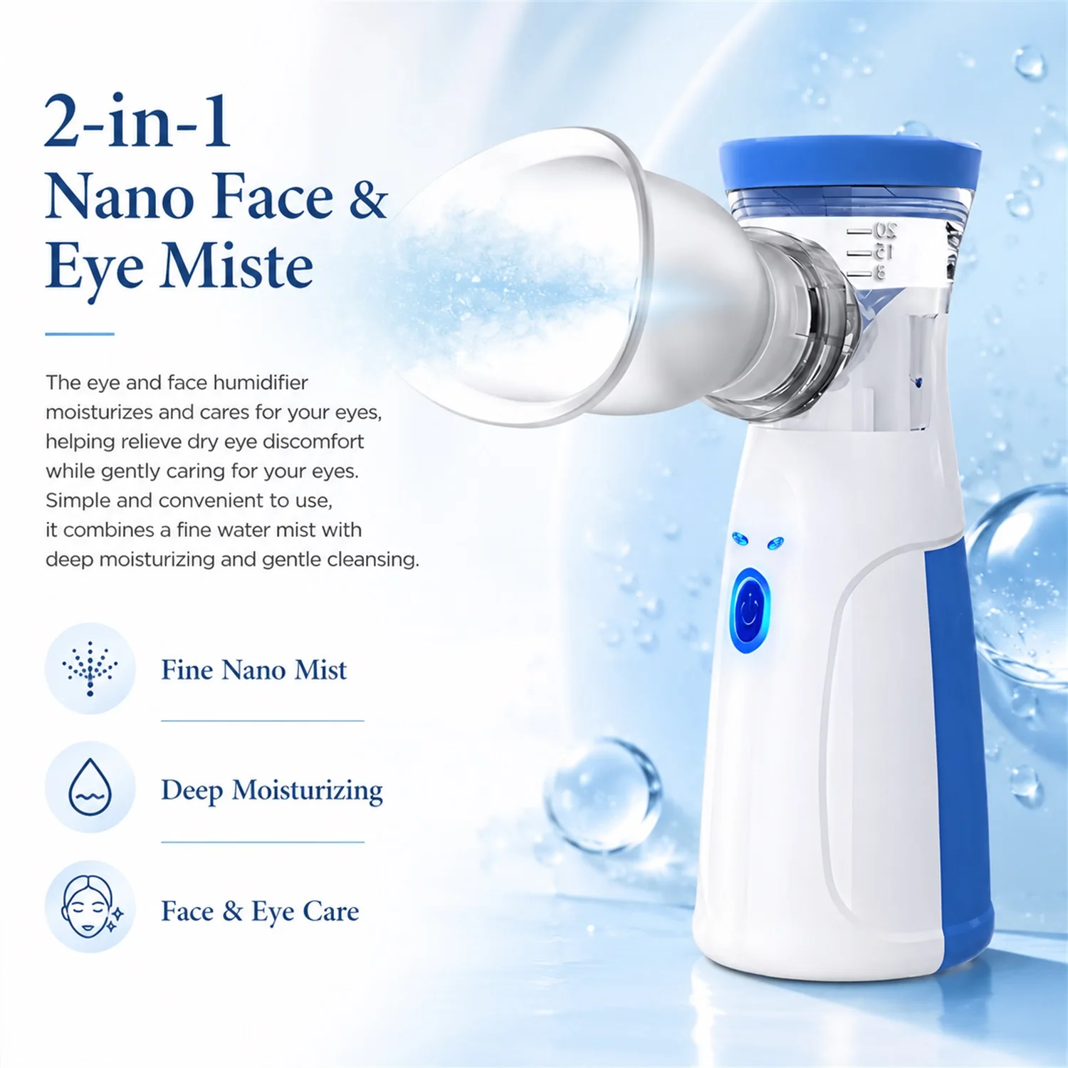 Eye Nano Humidifier Nebulizer Eye Steamer Relieve Fatigue Dry Eyes Moisturizing Face Eye Care Mask Humidifier Mist