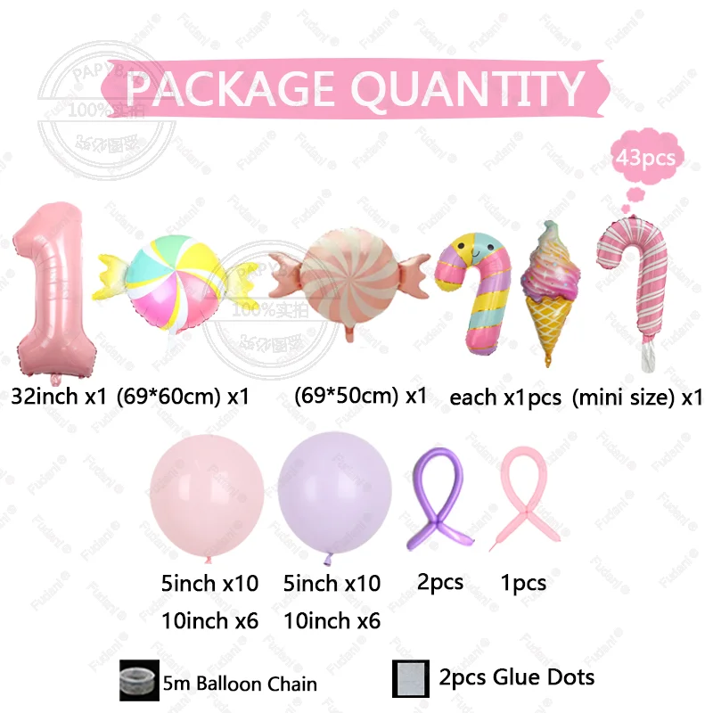 เสาลูกโป่งธีมอมยิ้มสีชมพูหวาน พร้อมตัวเลขขนาด 32 นิ้ว สำหรับงานวันเกิดเด็กผู้หญิง ไอศกรีม ของตกแต่งงานปาร์ตี้ ของขวัญเด็ก ของเล่น